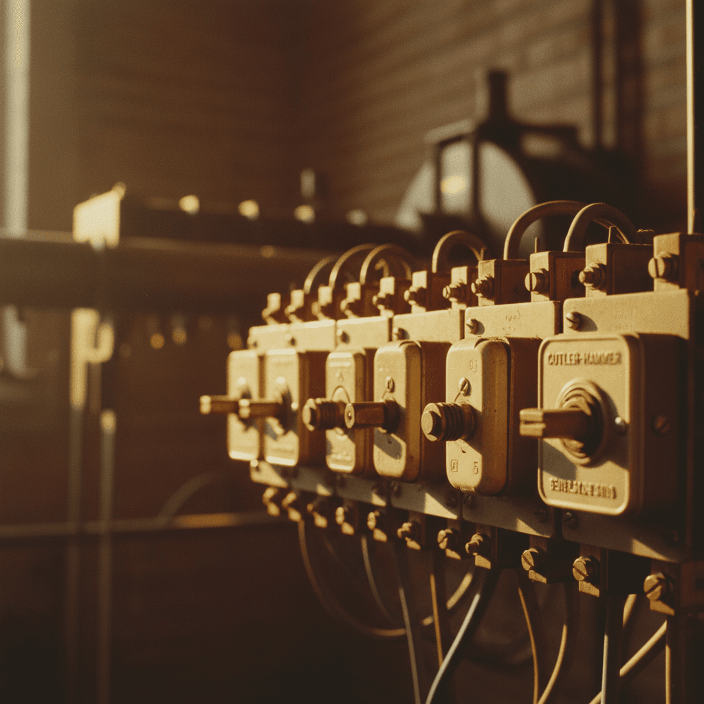 Detailed view of circuit breaker panel components