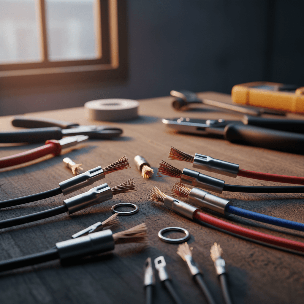 Close-up of high-quality electrical connectors and terminals