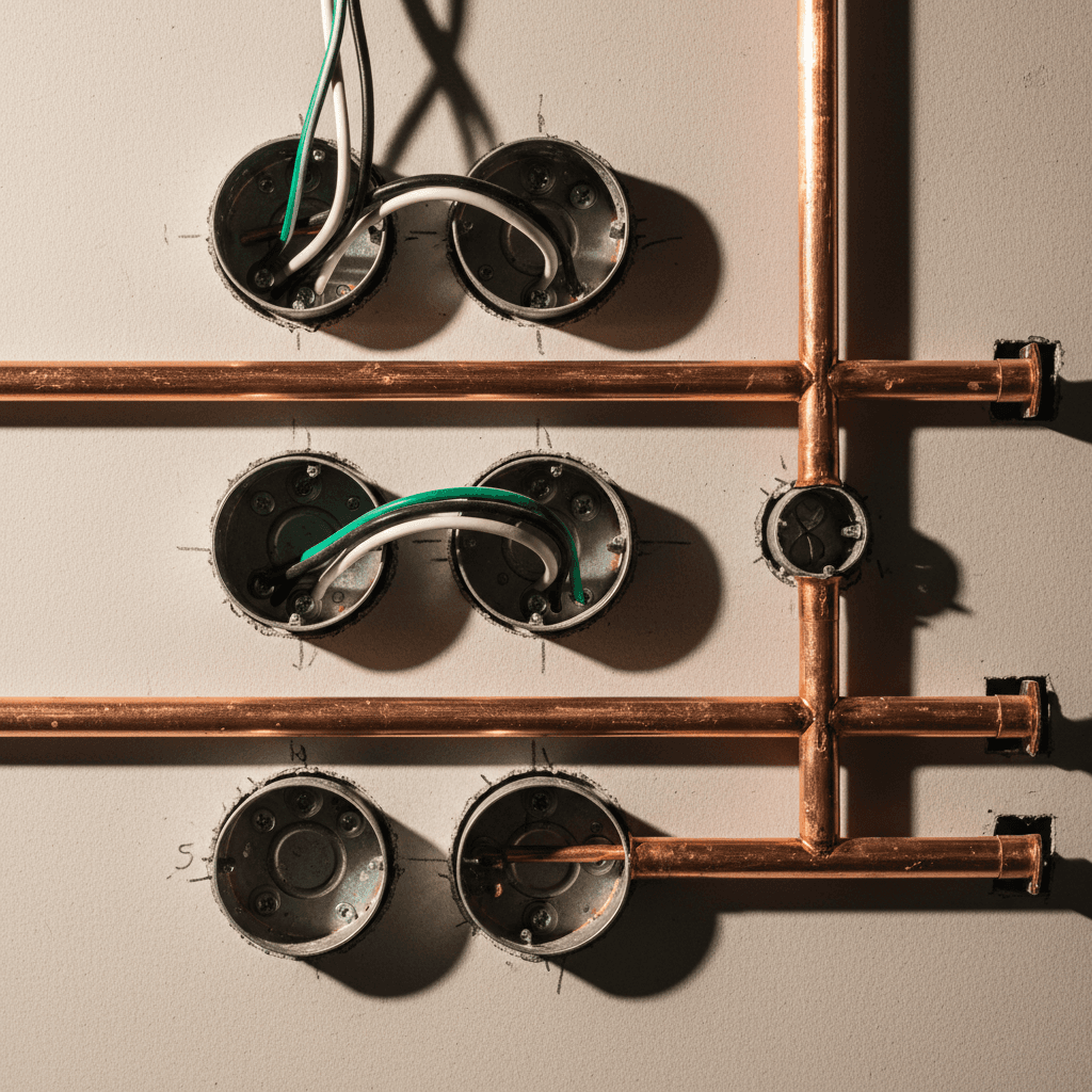 Completed electrical outlets and switches