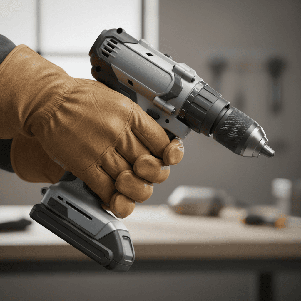 Electrician hands with precision electrical tool